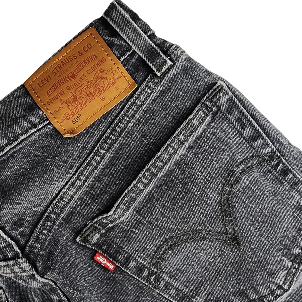 Levi's 501 Premium Jeans Women W24 L26 Black Straight Leg Button Fly Y2K